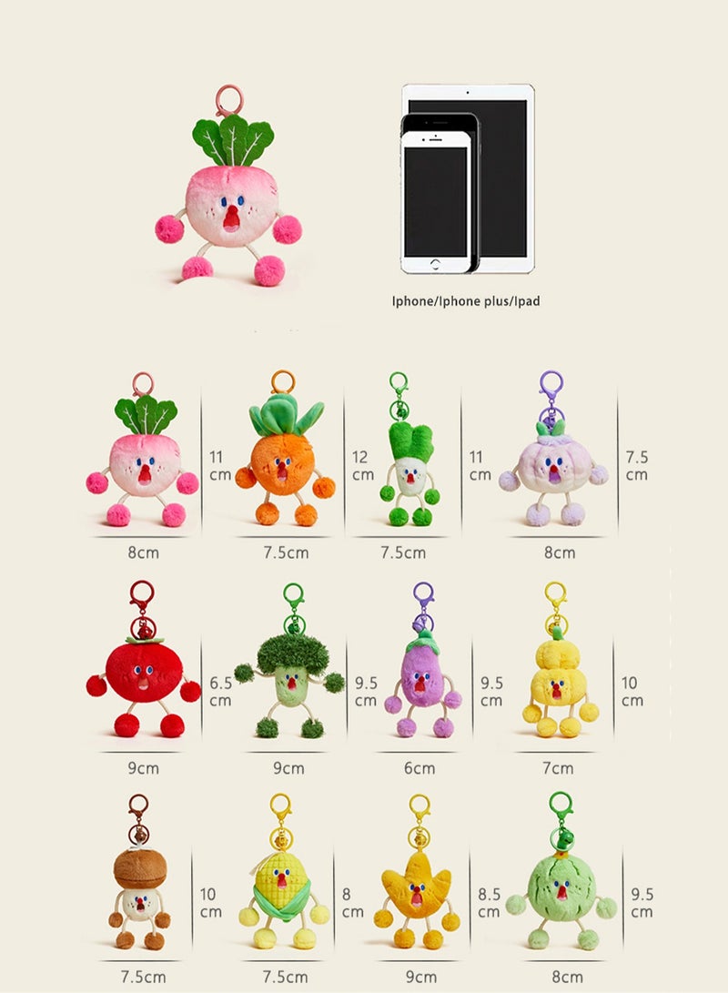 Cute Plush Vegetable Series Doll Pendant, Creative School Bag Key Pendant Cartoon Doll (Three Carrot Skewers) - Image 2